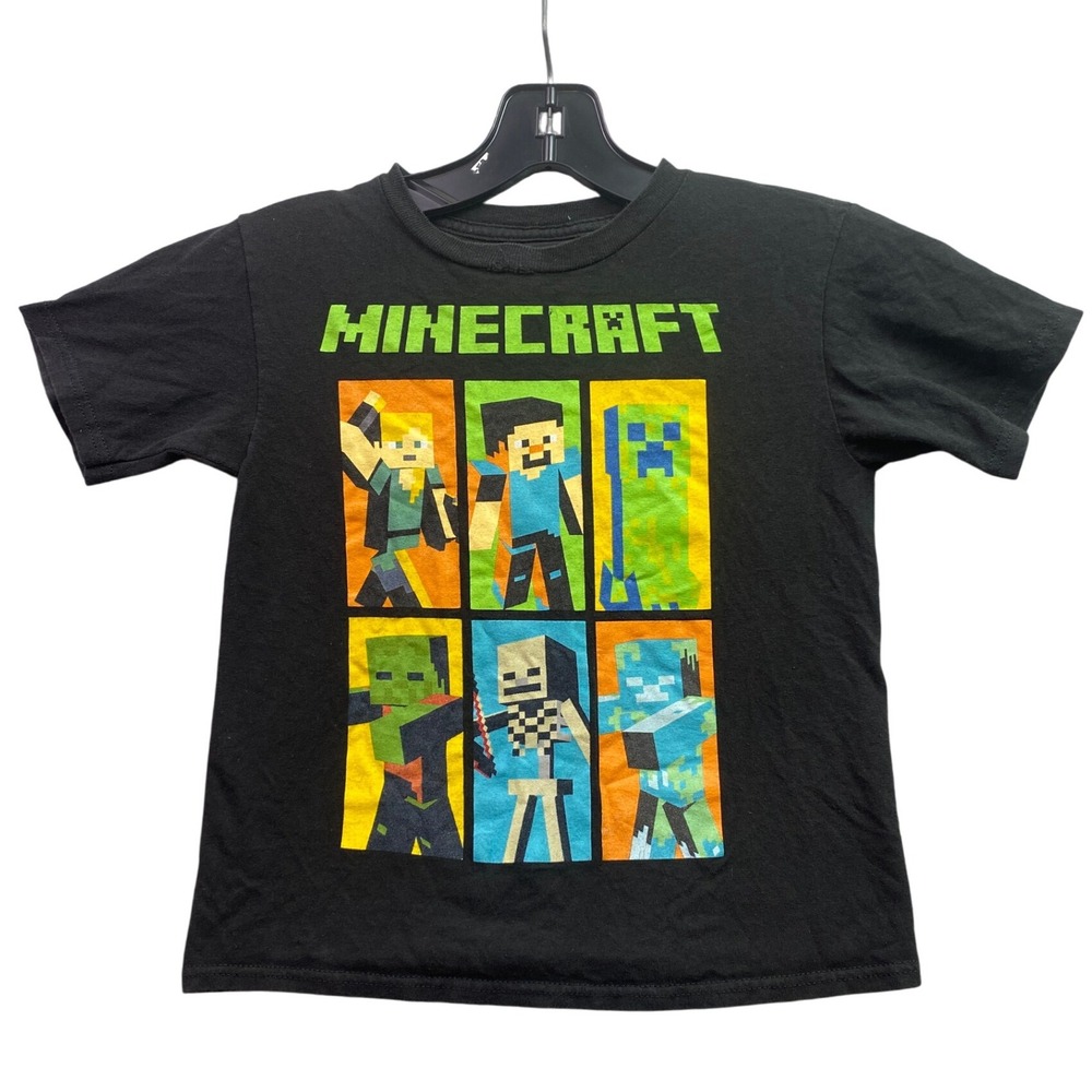 Mojang Minecraft Shirt Boys Small Black Movie Gamer AOP Everyday‎ Streetwear